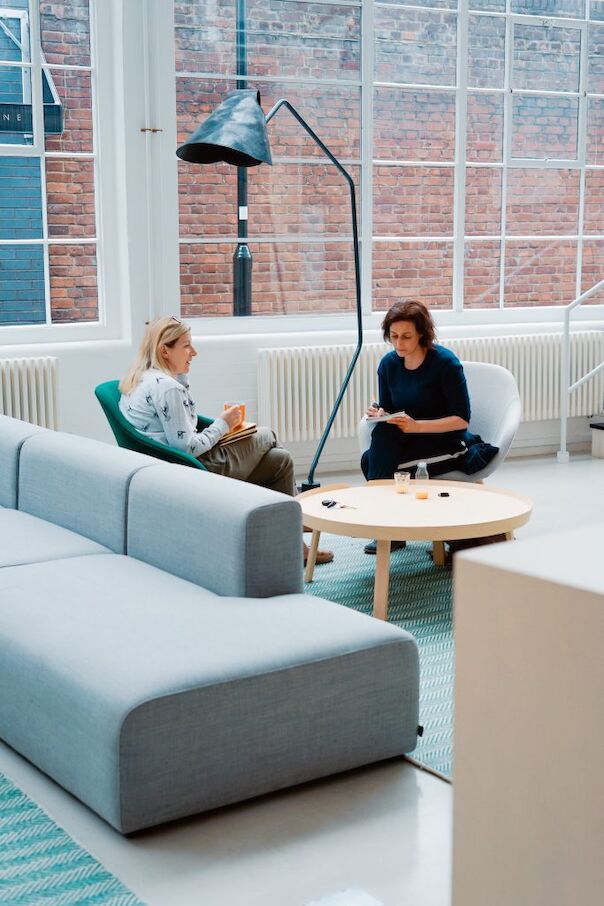 Two work colleagues having a meeting