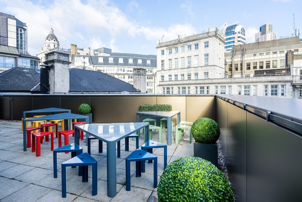 Outdoor office furniture on the rooftops