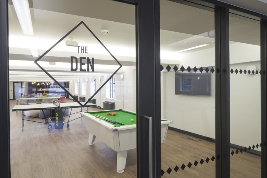 Games area with pool table and table tennis