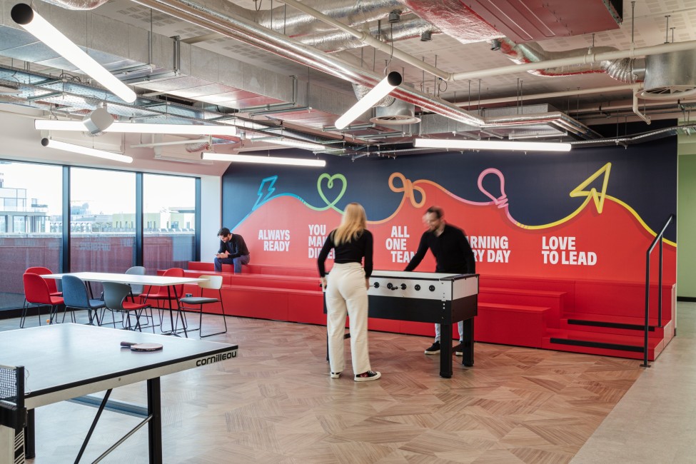 Games area featuring table football and table tennis